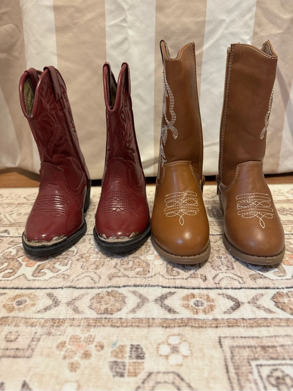 2 pairs toddler Western Cowboy Boots - Red and Brown